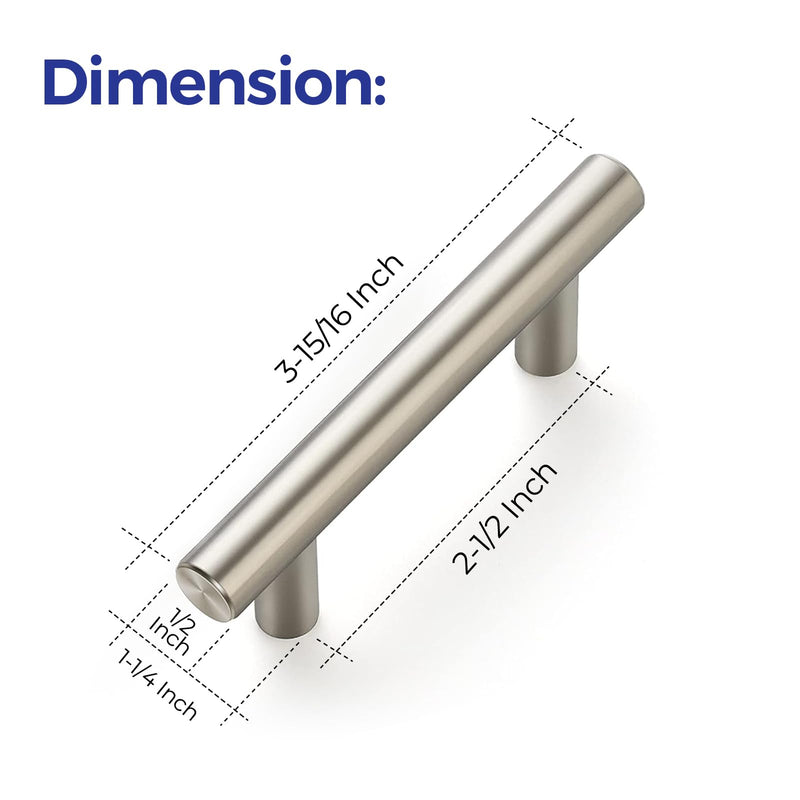 Ravinte 18 Pack 3-15/16 Inch Cabinet Handles Brushed Nickel Stainless Steel Kitchen Drawer Pulls Cabinet Pulls 3-15/16"Length,2-1/2" Hole Center 3-15/16 Inch（2-1/2 Inch Hole Center）