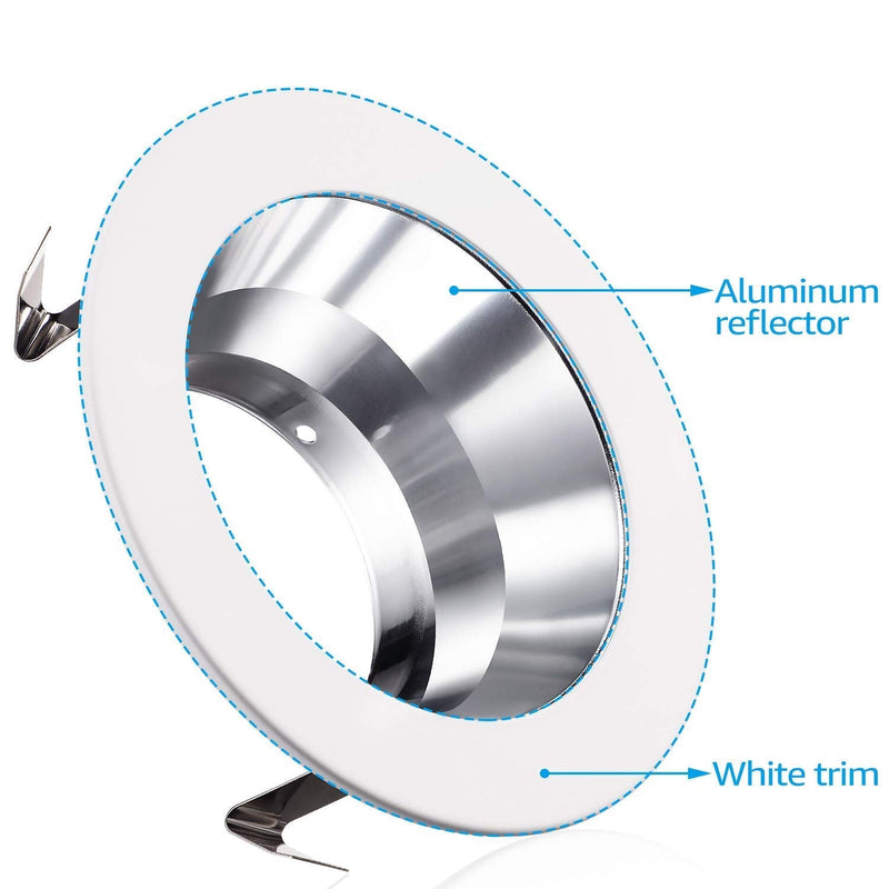 TORCHSTAR 4 Inch Brighter Classic Recessed Light Trim, Metal Step Baffle, Fit Halo/Juno Remodel Housing, 4 Inch Can Light Trim for PAR16, PAR20, BR20, Aluminum Reflector, Pack of 6