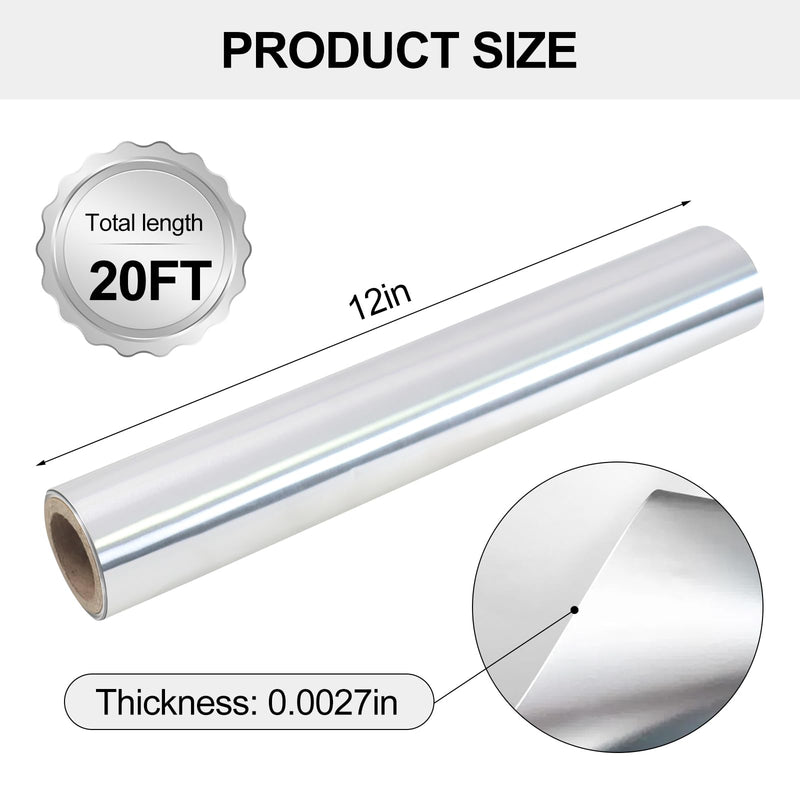 Aluminum Metal Crafts DIY Foil Roll with Tools, 12 Inch x 20 ft 0.07 mm Thick, Craft foil for and Crafting Projects （Silver） Silver