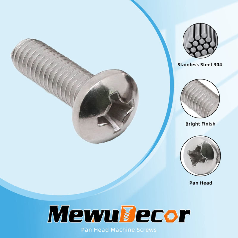 [Australia - AusPower] - 1/4-20 x 1" Pan Head Machine Screws, Full Thread, 304 Stainless Steel 18-8, Pack of 25 1/4-20 x 1" 