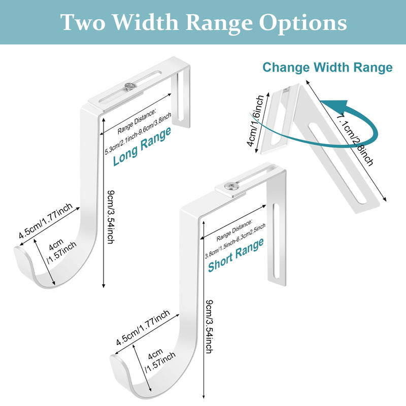 [Australia - AusPower] - Adjustable Cubicle Hooks, Over The Door Hooks, Premium Metal Cubicle Door Hangers, Fit 1 3/8" to 3 1/2" Panels Heavy Duty Holder for Clothes, Towels, Hats, White, 5 Pcs Large 5 Pack 