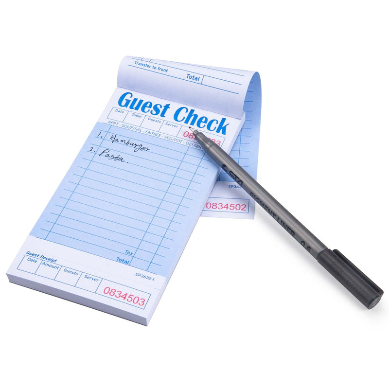 [Australia - AusPower] - ESSENTIAL Guest Check Books 3.5" x 6.75", 250 Sheets Server Note Pads and Waitress Order Books with Bottom Receipt (5 Books) 5 Books with Bottom Receipt 