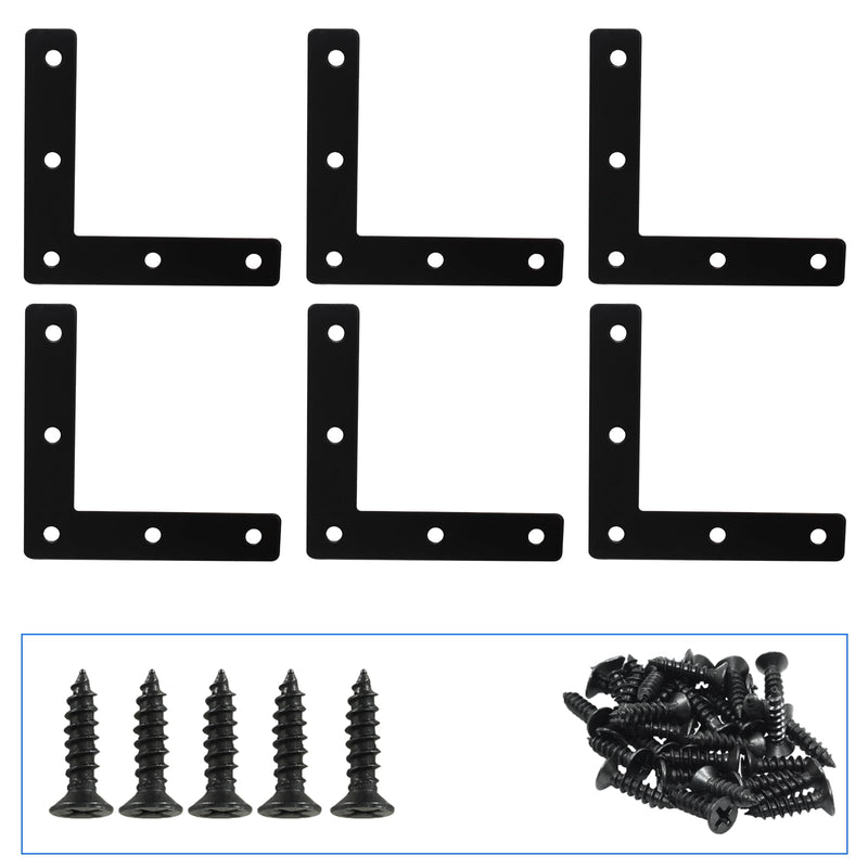 [Australia - AusPower] - 10Pcs 3 x 3 Inch L Bracket Corner Brace (80 X 80mm), Iron Flat Corner Bracket Heavy Duty, Metal L Shaped Bracket Support Brace, Right Angle Bracket Repair Plates with Screws 3" x 3" (Black) L-Shape 