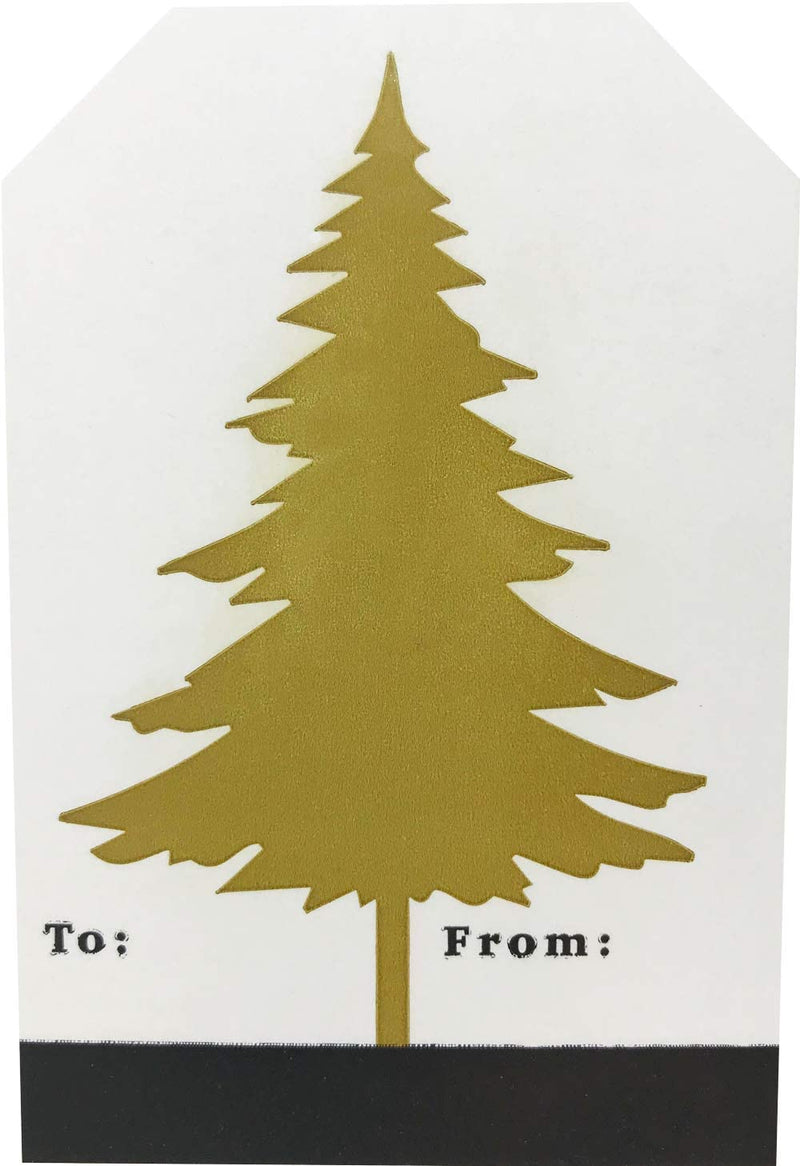 Holly Jolly and Warm Wishes Gold Gift Tag Stickers – 2 x 3 Inch Holiday Labels, Roll of 100 with 4 Festive Designs – Elegant Christmas Tags, Made in The USA