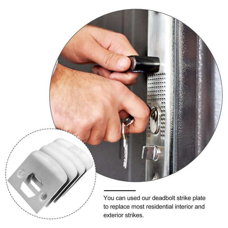 [Australia - AusPower] - DOITOOL 10PCS Door Strike Plate, Full Lip Round Corner Deadbolt Strike Plate, Sliver Stainless Steel Deadbolt Covers Door Reinforcement Kit 