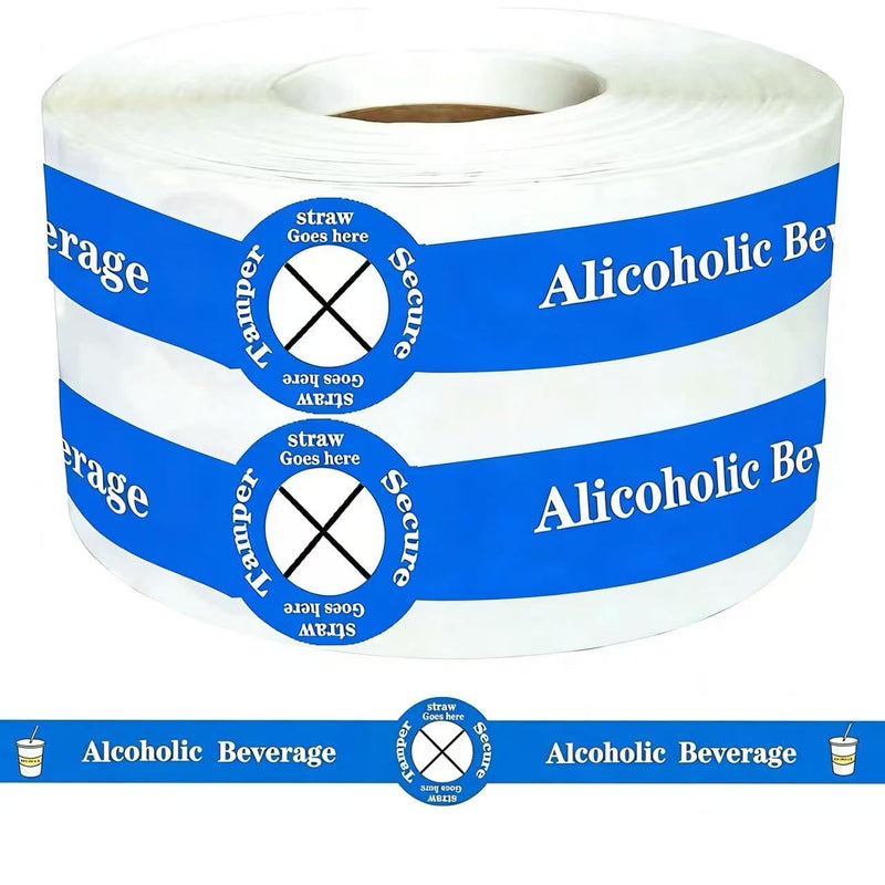 Tamper Proof Stickers, 500 pcs Alcohol to-Go Drink Straw Tamper Proof Stickers Alcoholic Beverage Lid Labels 1x 9'' Safe Secure Tamper Evident Safety Seals for Alcohol Cups Drink Lids Seal Freshness