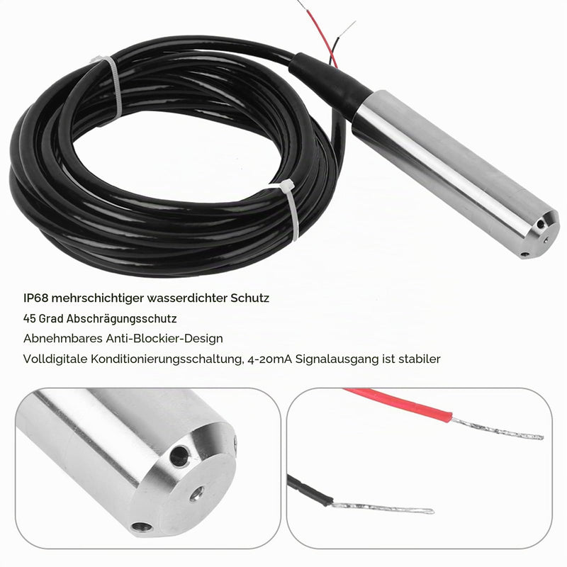 Water Level Sensor, TL-136 Liquid Level Sensor, 12-32VDC 4-20mA 304 Stainless Steel Signal Output Water Level Sensor, Industrial Flow Switch (Range 0-2 Metres) Range 0-2 Meters