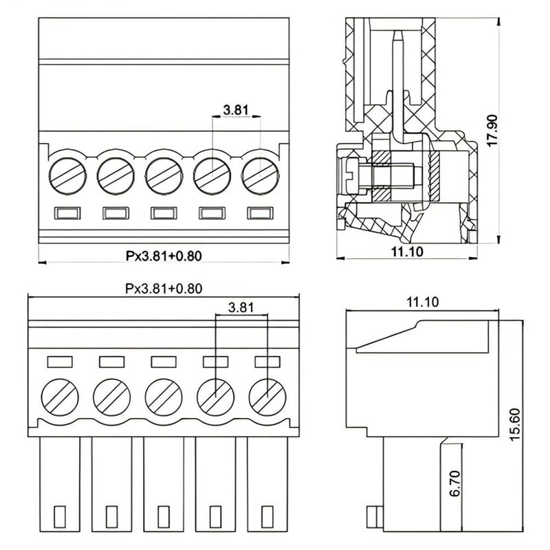 [Australia - AusPower] - Willwewon 10 Sets 2-Pin 15EDGRK 3.81 mm/0.15 Inch Pitch PCB Mount Screw Pluggable Terminal Block Connector for 28-16AWG 2 pin (10 sets) 