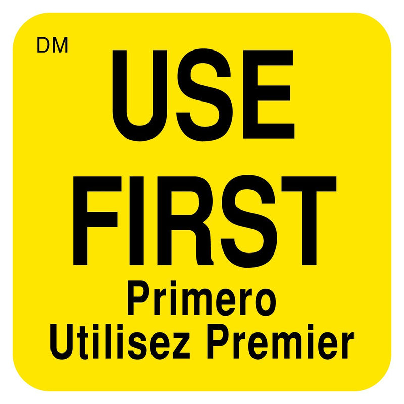 DayMark Safety Systems "USE First" Dissolvable Label, 1" x 1", Roll of 500 1" x 1"