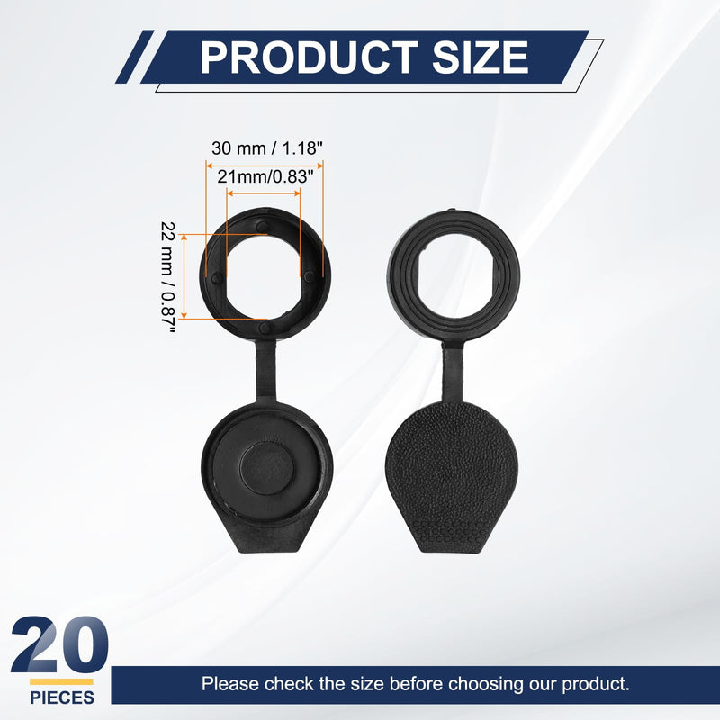 [Australia - AusPower] - PATIKIL Door Lock Dust Cover, 20Pcs 21mm Panel Cam Lock Dust Cover Plastic Waterproof Caps for Cam Lock Switch Cabinet Power Cabinet Control Distribution Cabinet, Black 