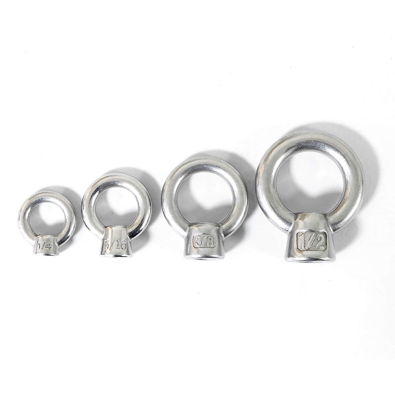 [Australia - AusPower] - 4 Packs 316 Stainless Steel Lifting Eye Nut 1/4" UNC Marine Grade, Female Thread Fastener Ring Shaped Eye Nut 1/4" 4 