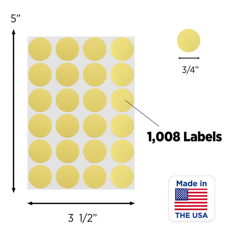 ChromaLabel 0.75 Inch Round Label Removable Color Code Dot Stickers, 1008 Pack, 24 Labels per Sheet, Gold