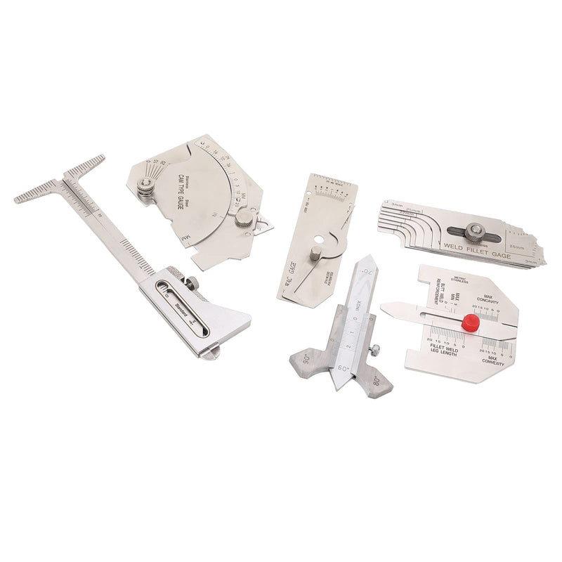 [Australia - AusPower] - 6 Piece Fillet Weld Set, Stainless Steel Metric Welding Inspection with Bag, Includes MG - 8 MG - 11, V - Wac Porosity Undercuts Checking and Hi Lo 
