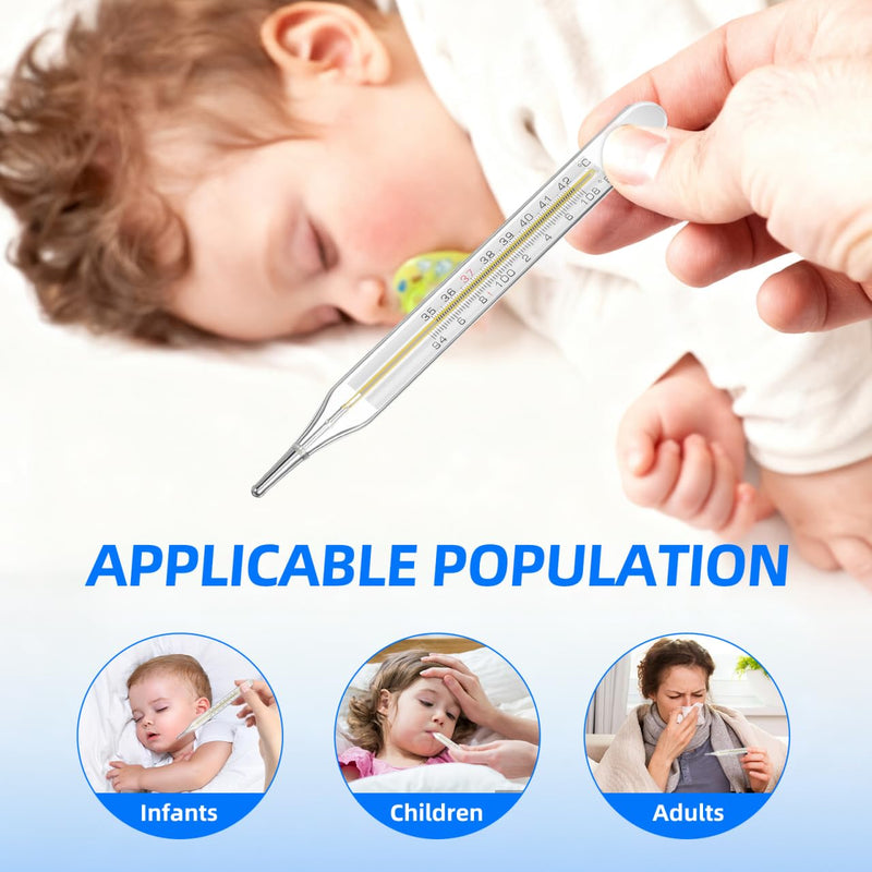 [Australia - AusPower] - Glass Oral Temperature Double Scale - 1pc Portable Adult Free Clinic Armpit Fast Reading Fever Testing Indicator 