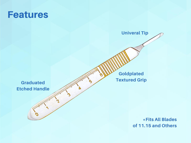 [Australia - AusPower] - 3 Pack Scalpel Handle B.P Handle #3 Stainless Steel with Inches Ruler for Precise Cutting - for Surgery, Art & Craft, Model Making, Biology, and Labs - Compatible with Blades #6 to #16 