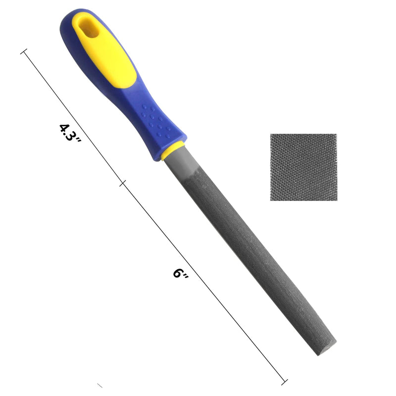 [Australia - AusPower] - KALIM 6 Inch Half-Round Hand File with High Carbon Hardened Steel, Ergonomic Grip, Plastic Non-Slip Handle, Suitable for Wood, Plastic, Metal, Model, 3D-Print, etc. 6'' Half-round 