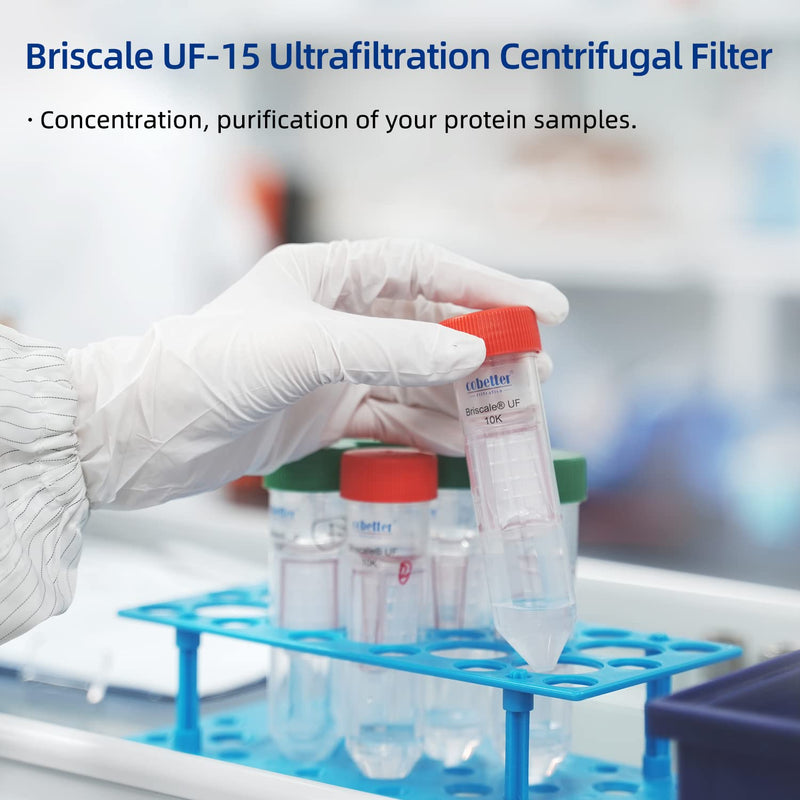 [Australia - AusPower] - Briscale Pack of 4 Ultra Centrifugal Filter 15mL Ultrafiltration Centrifuge Tube Unit with Regenerated Cellulose RC Membrane 100kDa 