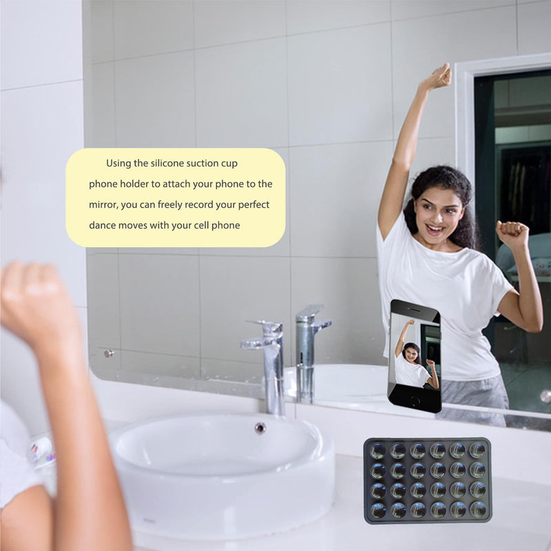 [Australia - AusPower] - Suction Phone Case Mount, Adhesive Phone Accessories for iPhone and Android, Freely Fixed to Mirrors and Flat Surfaces Hands-Free Phone Holder, Tiktok Video and Selfies (Black) Black1 