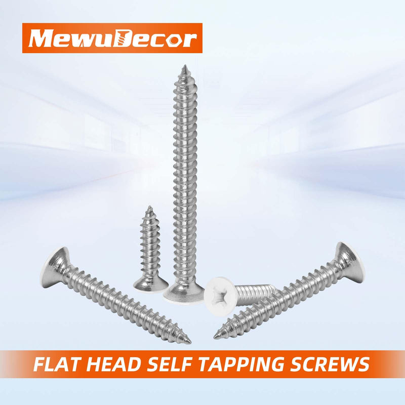 [Australia - AusPower] - #6 x 1-1/4" Flat Head Wood Screw, Sheet Metal Screws, Stainless Steel 18-8 (304), White Head, 100 PCS #6 x 1-1/4" 