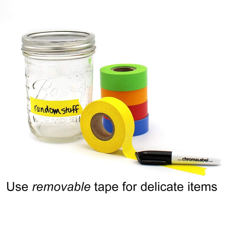 ChromaLabel Moving Labels Kit Color Code Tape & Label Pack, 150 Labels, 5 Rolls of Clean-Remove Tape, Permanent Marker