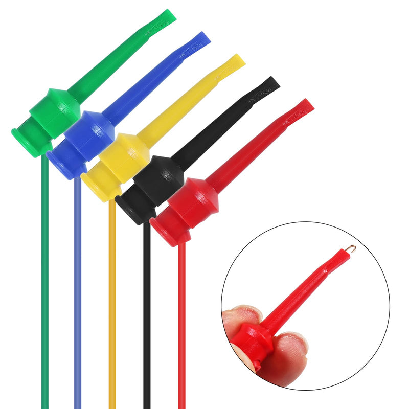 [Australia - AusPower] - 10PCS Test Hook Clips to Breadboard Male Jumper Wires Soft Flexible Silicone Test Leads for Electrical Testing, Multimeters, Microbit, LED Strips, Arduino, Breadboard, 27.5CM 22AWG 