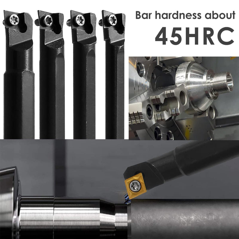 [Australia - AusPower] - Lathe Turning Tool Set Metal Boring Bar S06K/S07K/S08K/S10K-SCLCR06 Mini Cutting Tool with 10Pcs Carbide Inserts CCMT060204 and 4Pcs Wrenches(4PCS) 4pcs-sclcr06 