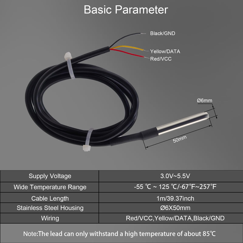 [Australia - AusPower] - 4Pcs DS18B20 Temperature Sensor 1 M, Waterproof Digital DS18B20 Sensors, DS18B20 Temperature Probe, Stainless Steel Probe Compatible for Arduino/Raspberry Pi/ESP32, ESP8266, 4Pcs DS18B20 Temperature Sensor 1 M 