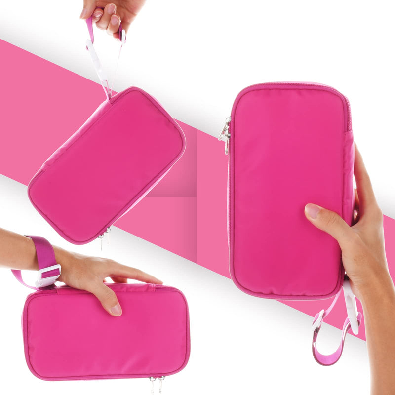 Beautyflier Travel Carrying Case for Portable Nebulizer, Inhaler Spacer for Kids and Adults, Inhaler Holder Asthma Carrying Bag with Mesh Pocket for Medicine and Other Essentials, Pink (Case Only) Hot Pink