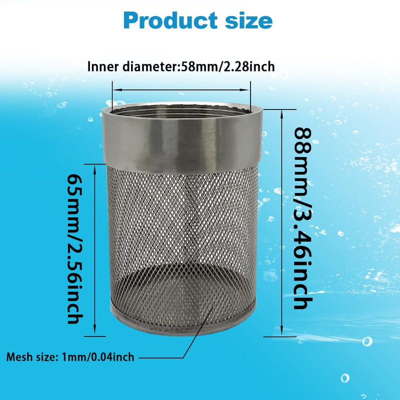 [Australia - AusPower] - 2inch 304 Stainless Steel Filter Head with Internal Thread Diameter of 58mm Connected to 2-inch Water Pipe Filter Used to Remove Debris and Reduce Solid Entry（1pcs） 