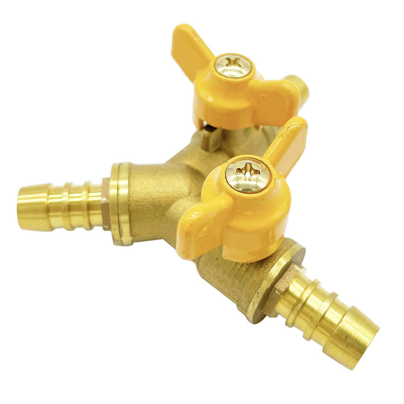[Australia - AusPower] - Brass 3 Way Shut-Off Valve, 3/8" Hose Barb 2 Switch Y Shaped Ball Valve Water/Fuel/Air 3/8 Inch Hose Barb 1 