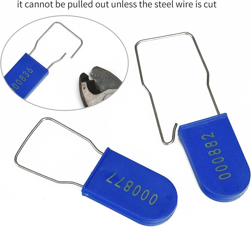 [Australia - AusPower] - 20pcs Security Metal Wire Padlocks, Plastic Security Seals Disposable Anti-Tamper Tag Locks with Numbered Anti Tamper Tag Hasps (Blue, 20pcs) Blue 