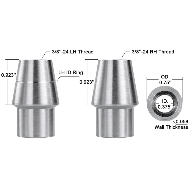[Australia - AusPower] - 3/8" Heim Joints Rod End Kit,.375" Chromoly Heim Joints Panhard Rod End Kit for Steering,Suspension, Traction Bars, Right&Left Hand Thread with Tube Adapters & Jam Nuts - 1Set 3/8 inch 1 Pair 