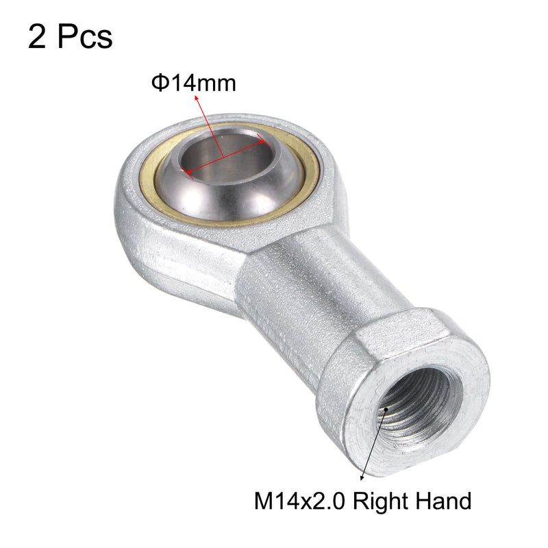 [Australia - AusPower] - uxcell 2pcs SI14TK PHSA14 Spherical Rod End Bearing 14mm Bore Self-lubricated Joint Bearing M14x2.0 Right Hand Female Thread Connector 