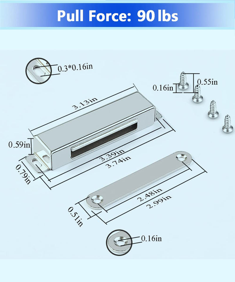 WOOCH Door Magnetic Catch - 90lb High Magnetic Stainless Steel Heavy Duty Catch for Kitchen Bathroom Cupboard Wardrobe Closet Closures Cabinet Door Drawer Latch (3.7 in Black, 9-Pack) 9 Pack