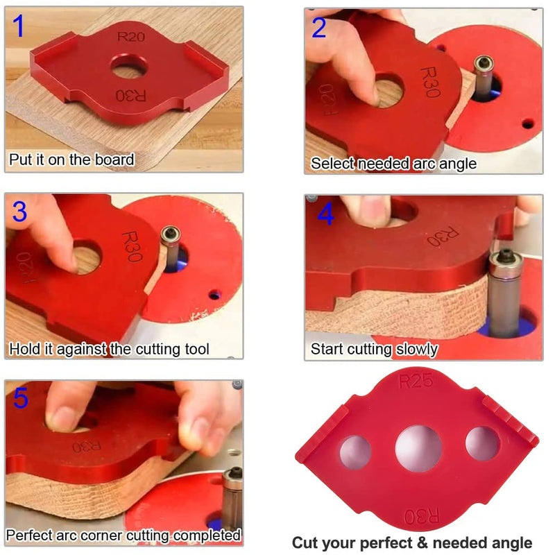 [Australia - AusPower] - Set of 4 Milling Templates for Router, Radius Jig Router Templates, for Hand Edge Trimmer, Engraving Machine, Woodworking Tool (R5 R10 R15 R20 R25 R30 R35 R40) Rot 