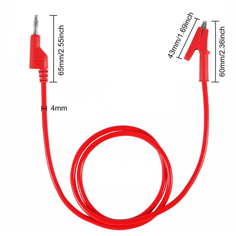 [Australia - AusPower] - UMLIFE 10PCS Multimeter Banana Plug to Crocodile Alligator Clip Test Probe, 4mm, 1000V/15A, 3.3ft/1m, Multicolor 