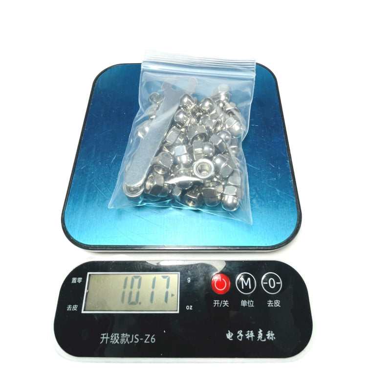 [Australia - AusPower] - 50pcs 1/4-20 Acorn Cap Nuts,1/4-20 Cap Nuts,Acorn Hex Dome Head Dome nut,304 Stainless Steel,hardware18-8,Bright Finish with Open End Wrench 