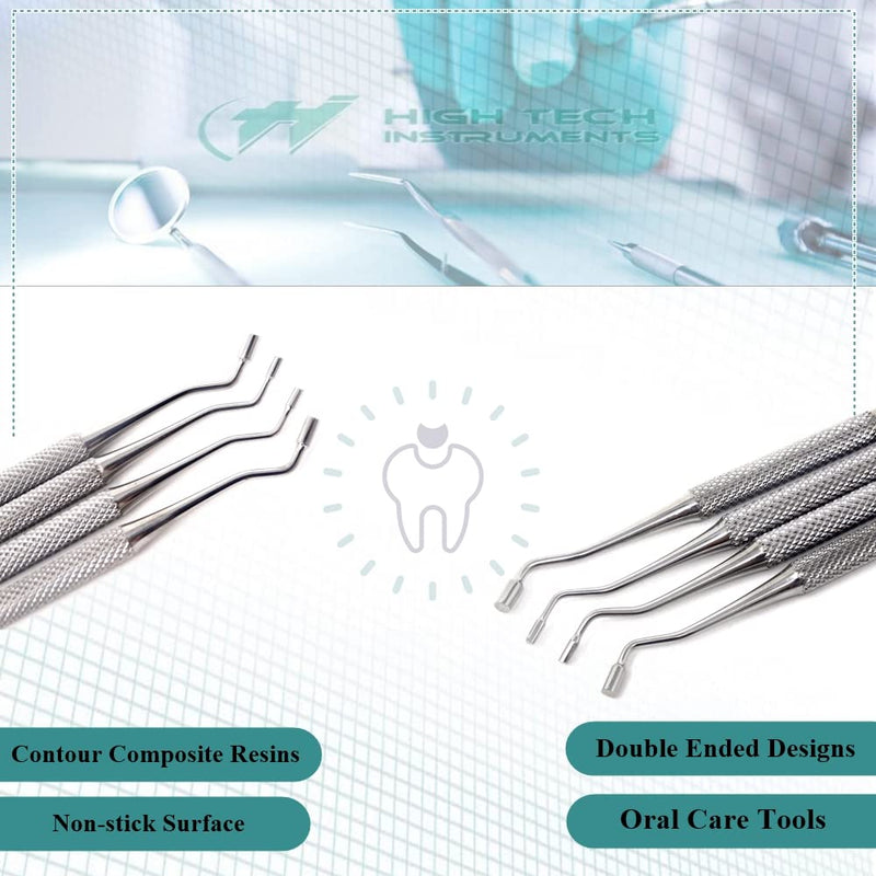[Australia - AusPower] - Amalgam Pluggers 4 Pcs Double Ended Dental Composite Plastic Filling Restorative Root Canal Instruments Made of Stainless Steel with Knurled Handle for Firm Girp by HTI 4 Pcs Woodsen Pluggers 