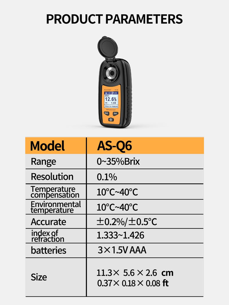 [Australia - AusPower] - Digital Sugar Brix Refractometer brix Meter Automatic Temperature Compensation Range 0-35%，±0.2% Precision, Perfect for Fruits, Juices, Vegetables, Drinks and Coffee Large 