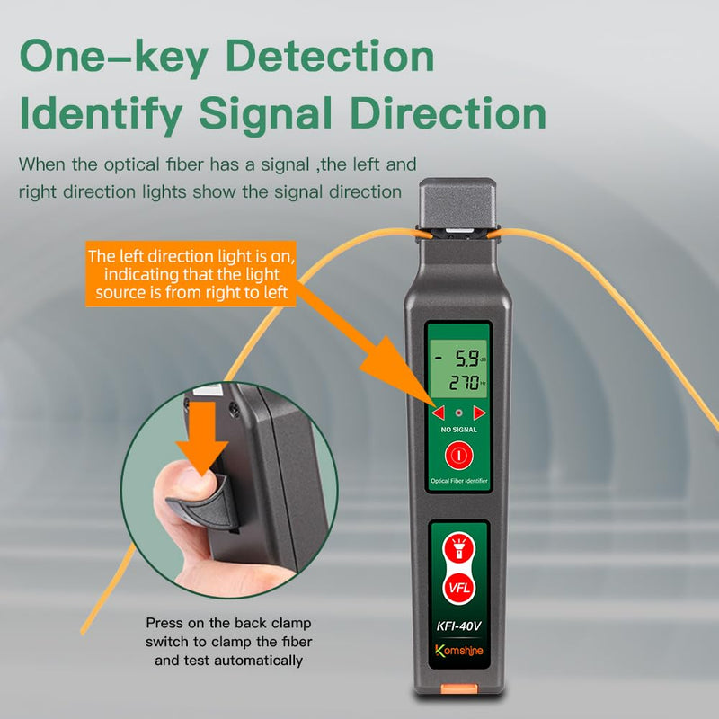 [Australia - AusPower] - Fiber Optical Live Identifier Komshine Classic KFI-40V Identifies Dominant Traffic Direction Indicator Multi in one Chuck 0.25/0.9/2.0/3.0mm FTTH Tool Low False Detection Telecom Maintenance CATV 