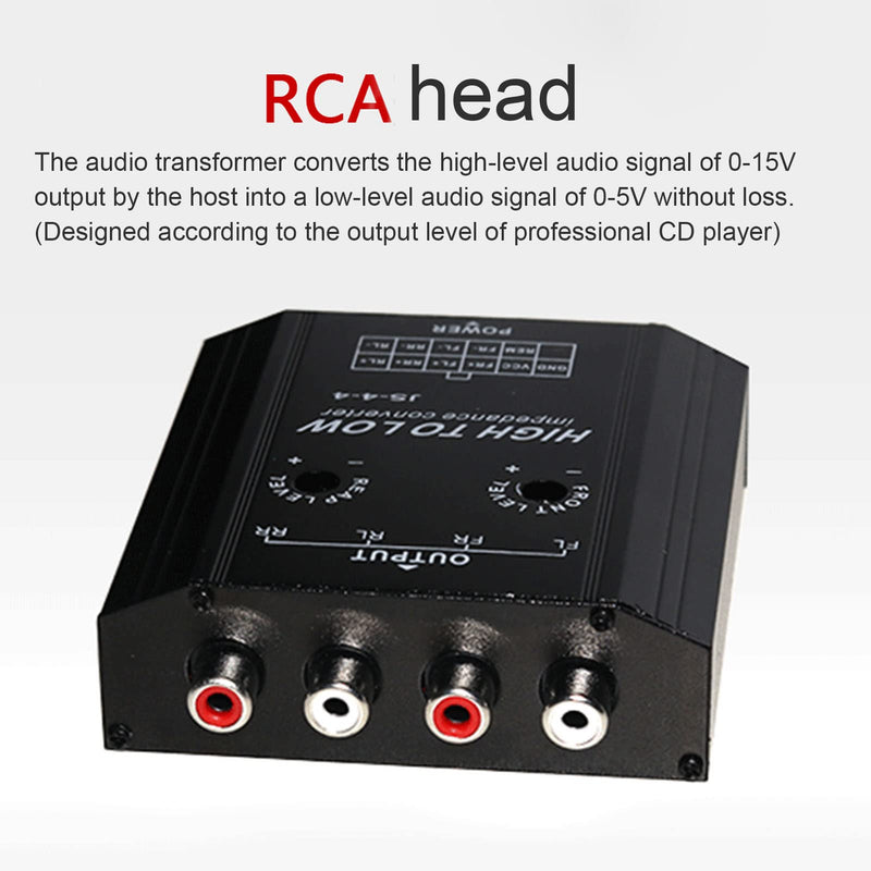 [Australia - AusPower] - Audio Converter, 4 Channel Audio Impedance Converter High Low R CA Line Car Stereo Radio Speaker Frequency Filter for Car Power Amplifier 
