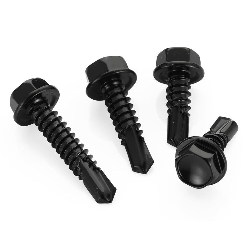 [Australia - AusPower] - #10 x 3/4" Hex Washer Head Self Tapping Drilling Screws Black Finish, 410 Stainless Steel, 50 PCS #10 x 3/4" 