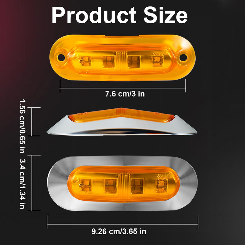 [Australia - AusPower] - 20Pack DC12-24V 3.7 Inch 4 LED Trailer Marker Lights Clearance Light Front Rear Side Indicators Lamp with Chrome Bezel Universal for Truck RV Camper Van Caravan Boat - Amber & Red Amber, Red 