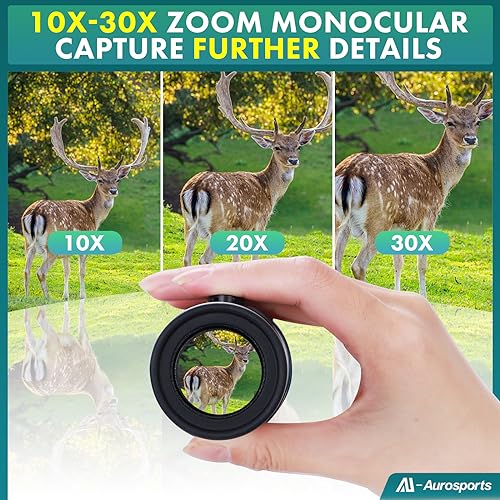 Aurosports 10-30x40 Zoom Monocular for Adults High Power for Bird Watching