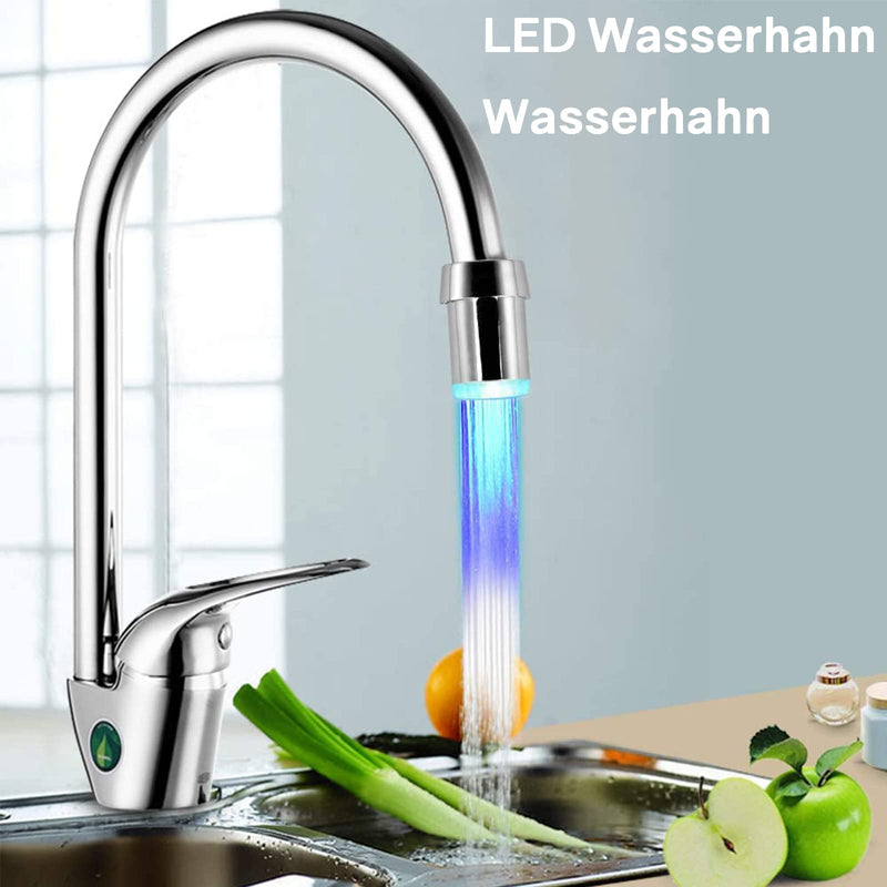 [Australia - AusPower] - VIEVRE Set of 2 LED Taps, 7 Colours Tap Attachment Kitchen, Blue Green Water Saver, LED Tap Attachment, LED Tap Attachment for Kitchen, Bathroom 