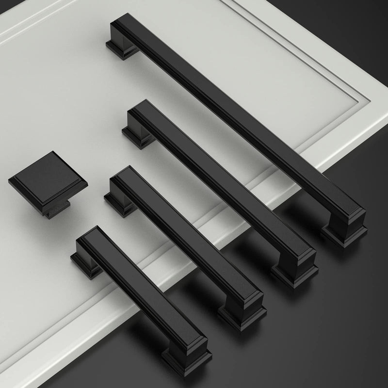 Amerdeco 6 Pack Matte Black Cabinet Pulls 3 Inch(76mm) Hole Center Hardware for Bathroom Drawer Handles Dresser Pulls ZH0001 3"/76MM Hole Center