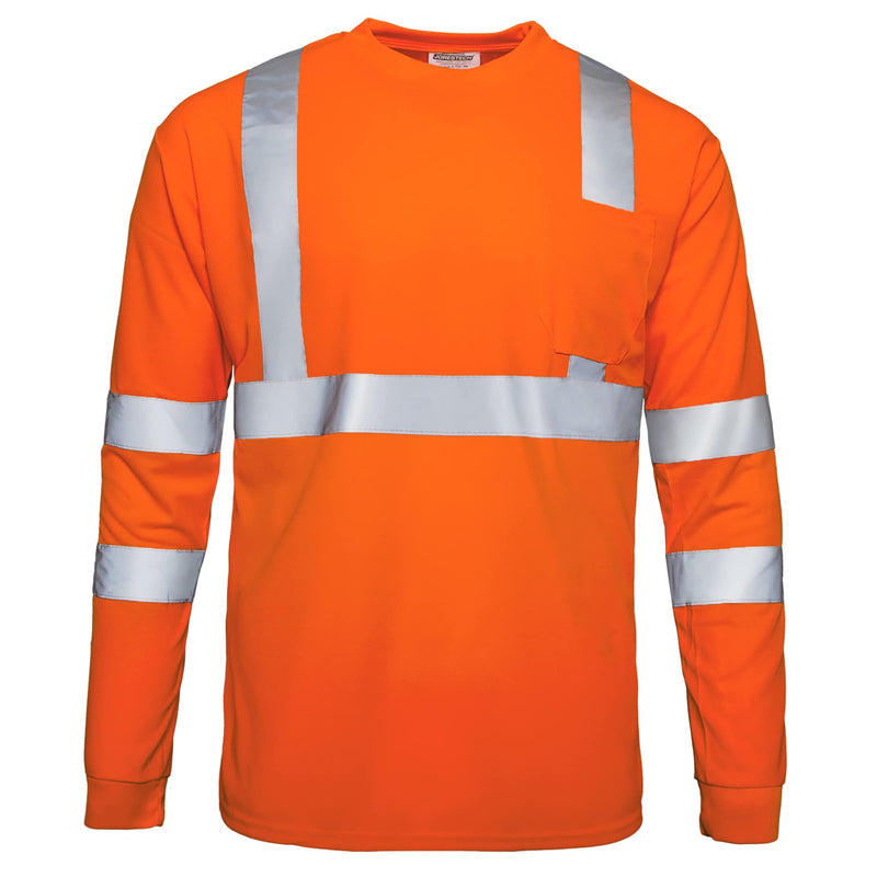 JORESTECH High-Visibility Long Sleeve Safety Shirt, ANSI/ISEA 107 Type R Class 3 Compliant, Reflective Tape, Birdseye Fabric with Chest Pocket Orange 3X-Large