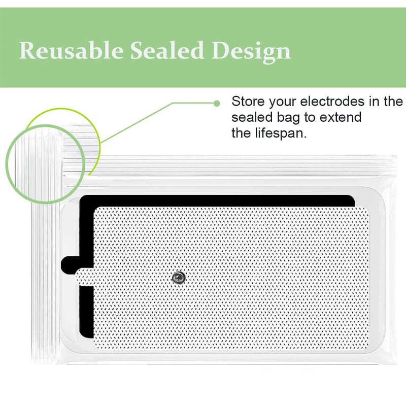 [Australia - AusPower] - TENS Unit Replacement Pads Standard 3.5mm Snap-on 4 * 8" Large Reusable TENS Unit Pads Premium Non-Irritating TENS Pads Replacement Self-Adhesive Electrode Pads for Muscle Stimulator Therapy - 4Pcs 4x8" 