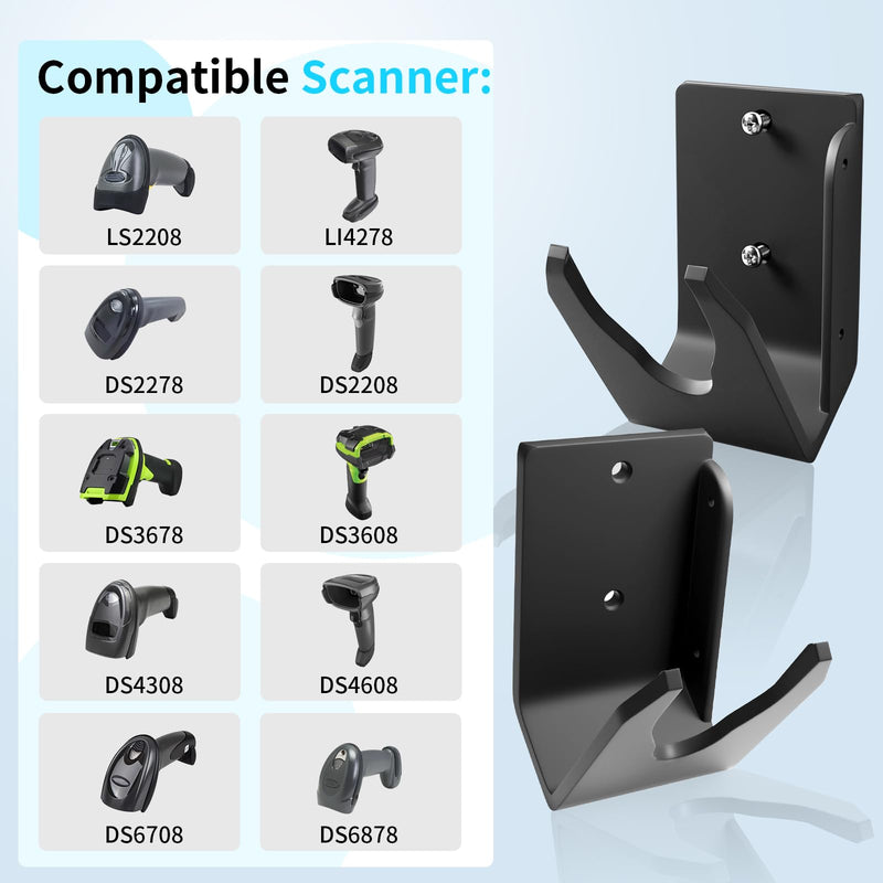 Scanner Holder for Desk Barcode Scanner for Motorola Symbol Zebra Honeywell Barcode Scanner Holder LS2208 DS3608 1300G with Screws & Double-Sided Tape (4) 4