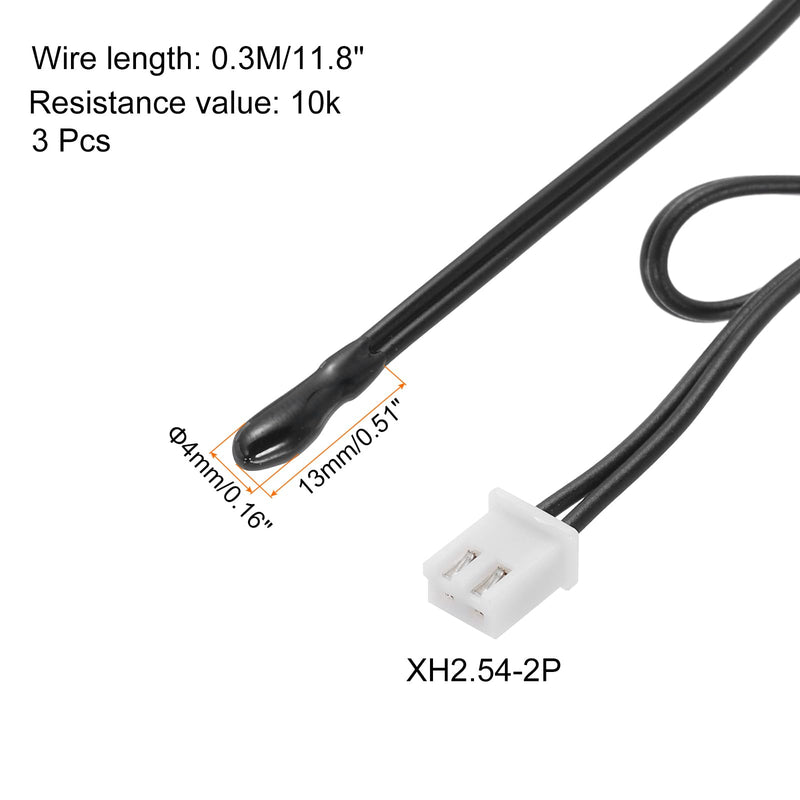 [Australia - AusPower] - uxcell 3 Pcs 10K NTC Thermal Sensor Probe,Epoxy Sensitive Temperature Sensor Probe 11.8 Inch Digital Thermometer Extension Cable Temp Sensor for Electrical Appliances 